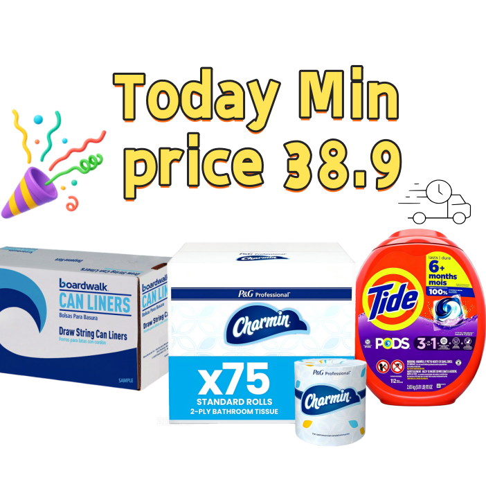 Ultimate Home Supplies Liquidation Pack - Big Brand Clearance Box (Charmin + Tide + Boardwalk)