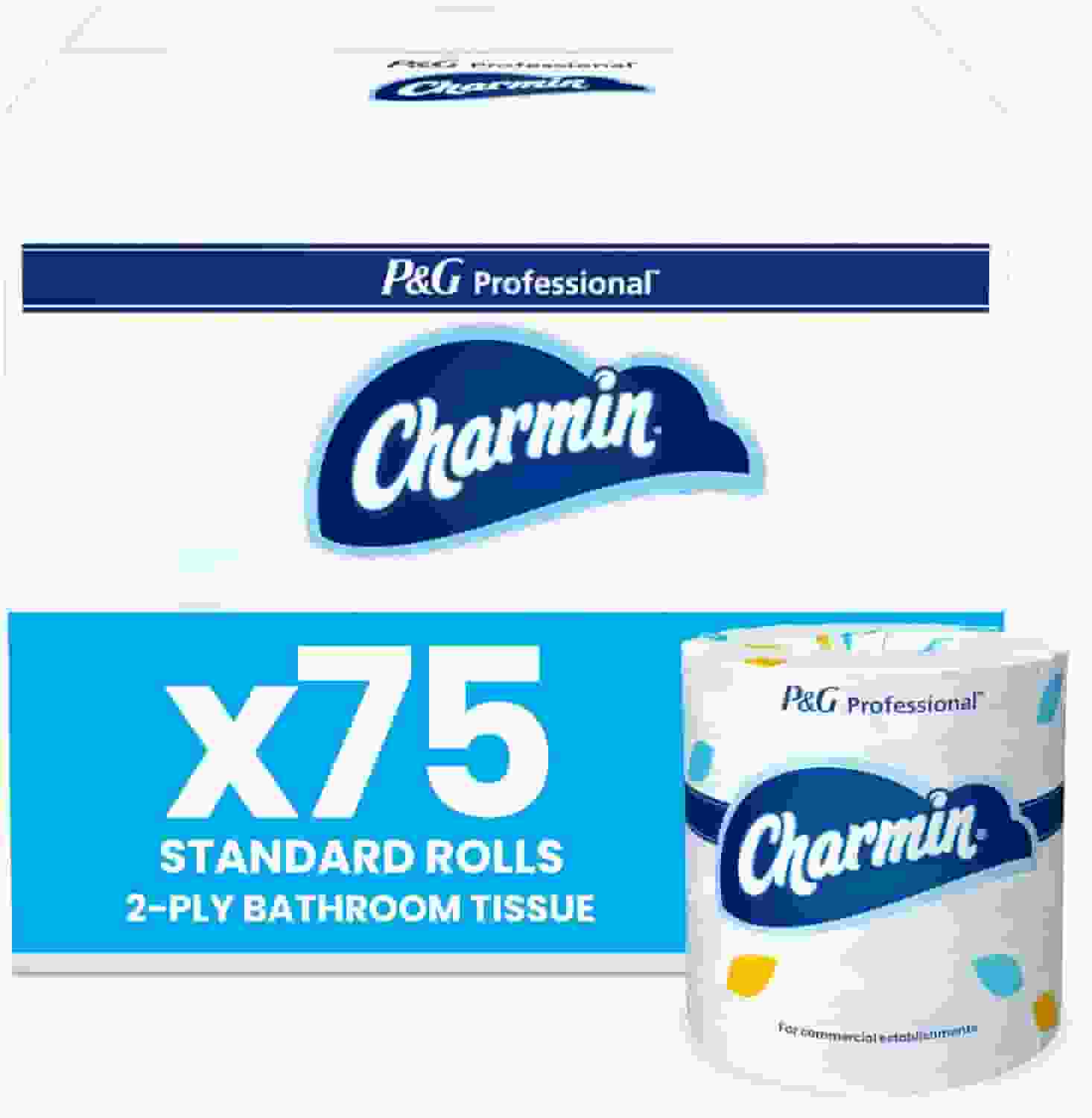 Charmin Professional Commercial Toilet Paper Rolls, Bulk 2-Ply Bathroom Tissue, Individually Wrapped, 450 sheets (75 count)