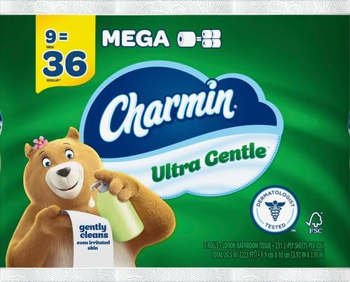 Charmin Ultra Gentle Toilet Paper, 9 Mega Rolls, 231 Sheets Per Roll (Pack of 4)