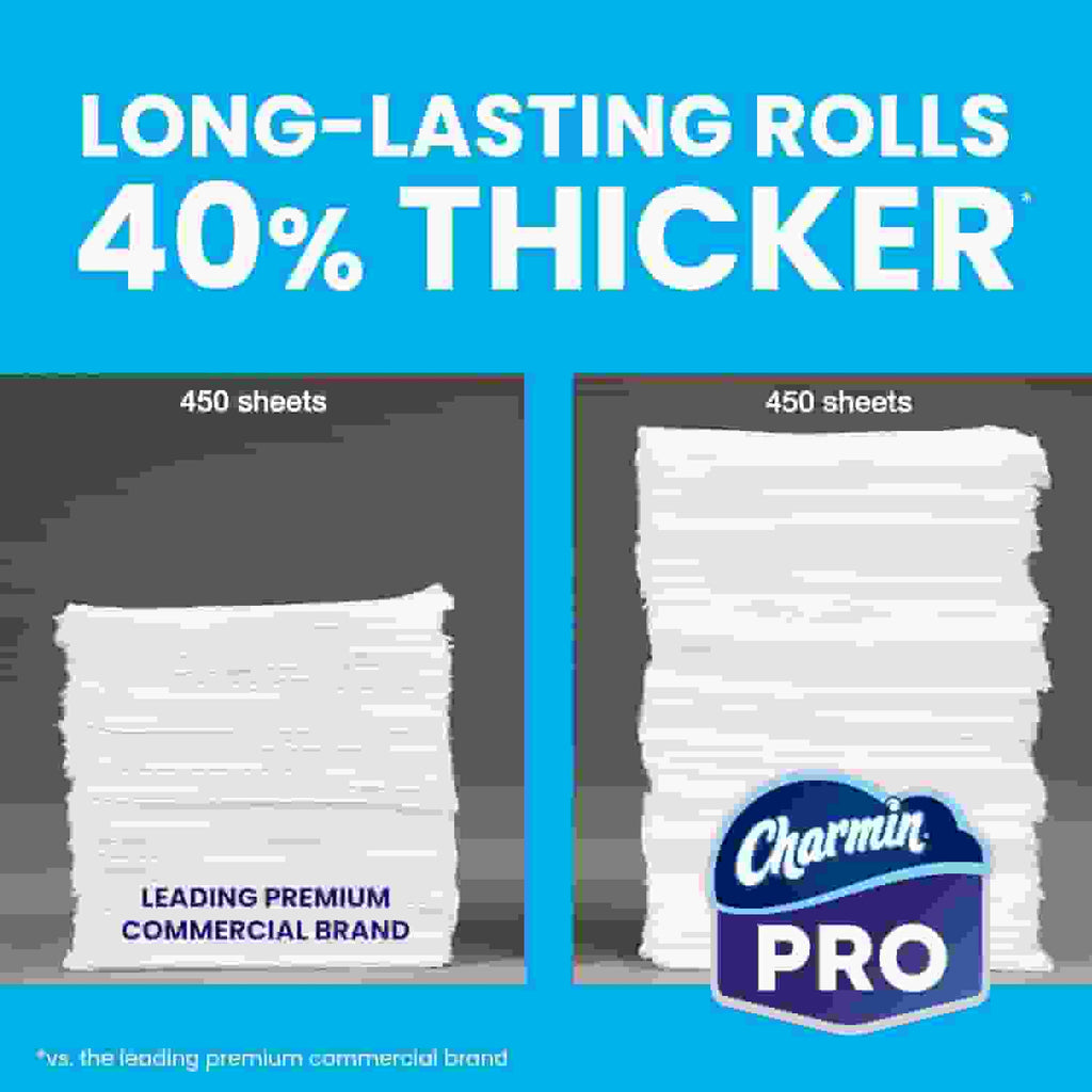 Charmin Professional Commercial Toilet Paper Rolls, Bulk 2-Ply Bathroom Tissue, Individually Wrapped, 450 sheets (75 count)