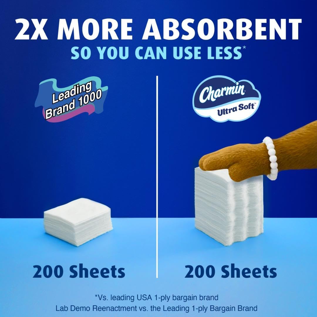 Charmin Ultra Soft Toilet Paper 12 Mega XL Rolls, 336 Sheets Per Roll (Packaging May Vary)
